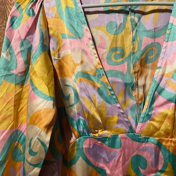 ASOS Wide Bell Sleeve Satin Mini Dress - Picture 2 of 7